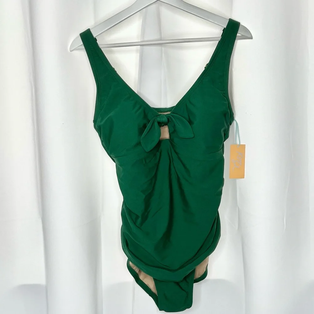 ❗️NWT❗️KONA SOL Ruched Tie Front Swimsuit D